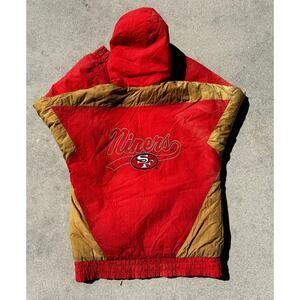 90s NFL Game Day Competitor San Francisco 49ers Hooded Quilted Puffer Jacket